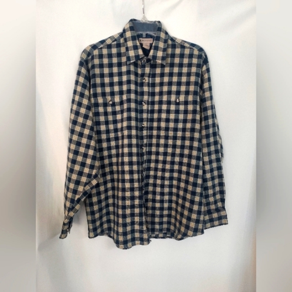 Windridge Tan/Blue Plaid Shirt. Size LT